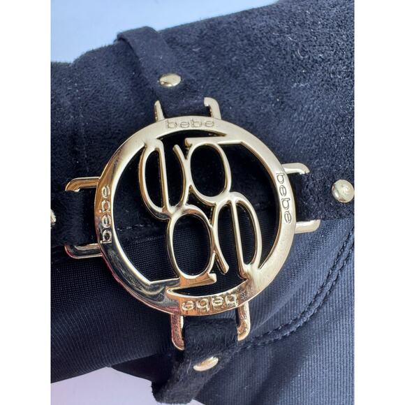 Bebe Women’s Hanan Sz9 M Black Knee High Boots Zip Up Wedge Heel Whimsy Goth - Picture 11 of 12